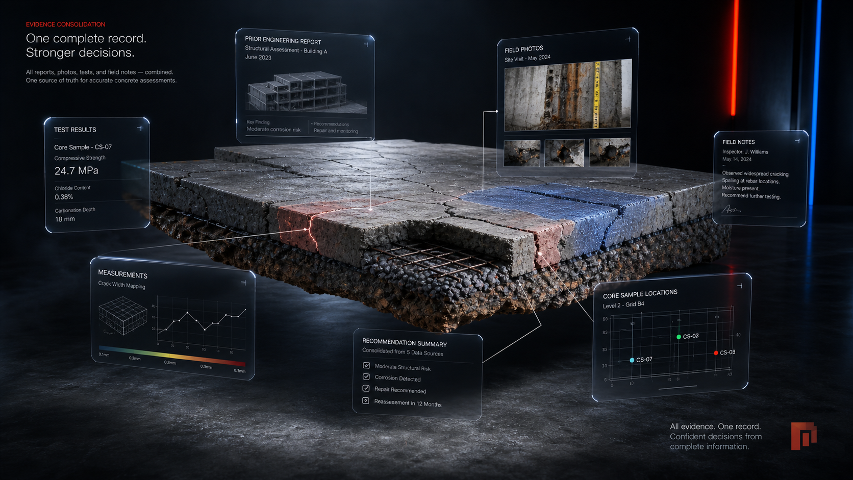 Sample concrete condition assessment dashboard